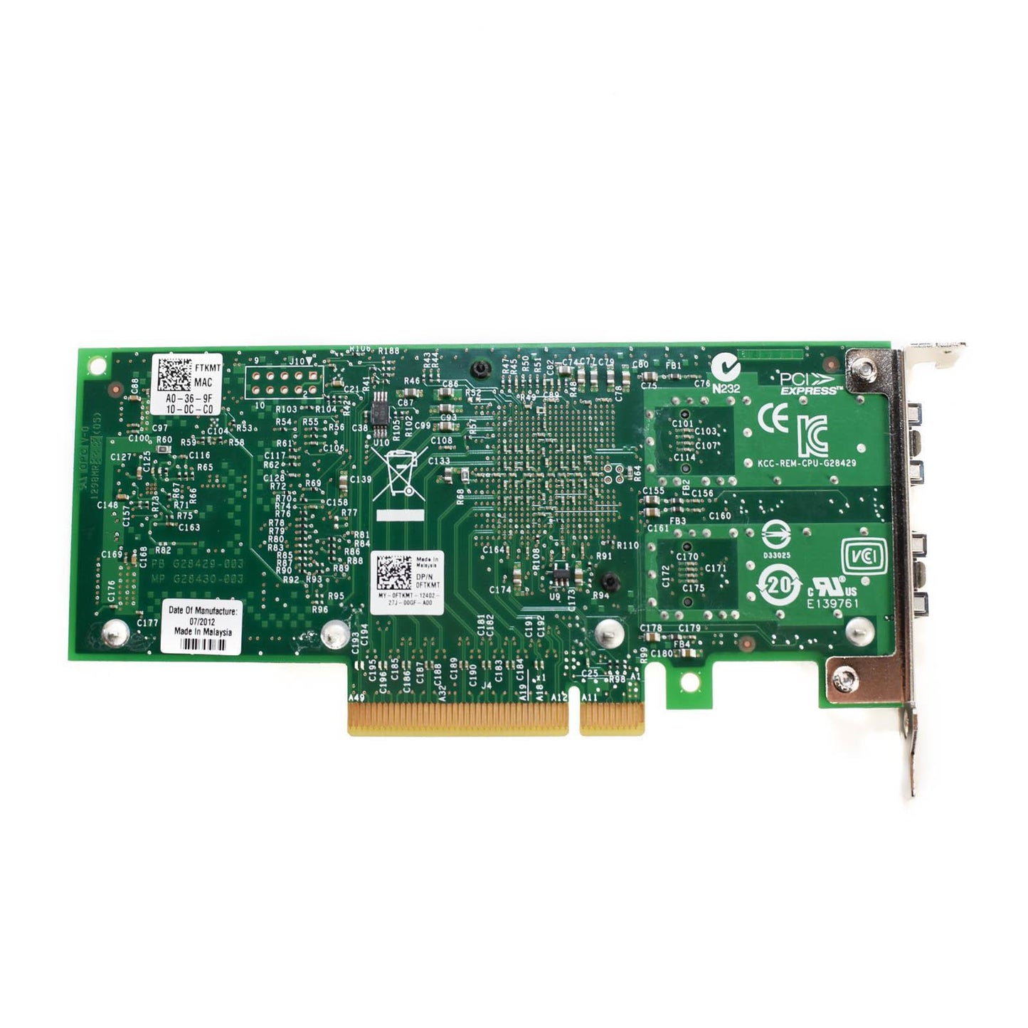 Dell FTKMT Intel X520-DA2 2-Port 10Gbps PCI-E Ethernet Converged Network Adapter