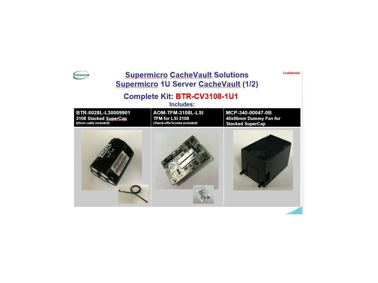 Supermicro BTR-CV3108-1U1 CacheVault for LSI 3108 with 1U Dummy Fan Kit Supercap