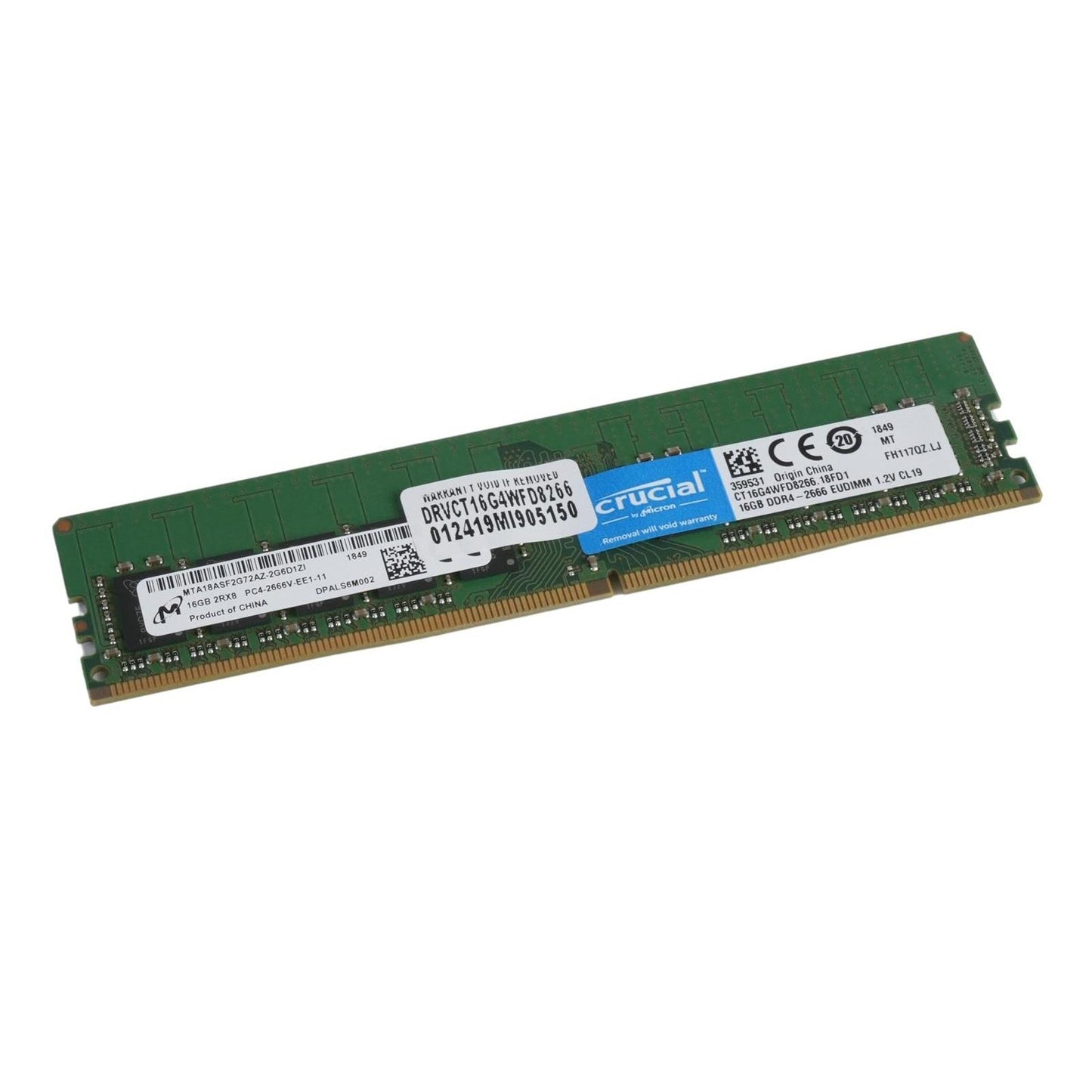 Crucial 16GB 2Rx8 PC4-2666V PC4-21300 ECC Unbuffered 1.2V CT16G4WFD8266.18FD1