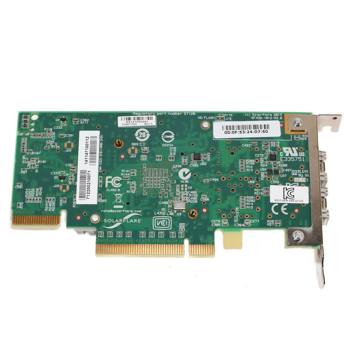 SolarFlare SFN7122F SFP+ Dual-Port 10GbE Flareon Ultra PCIe I/O Adapter LP