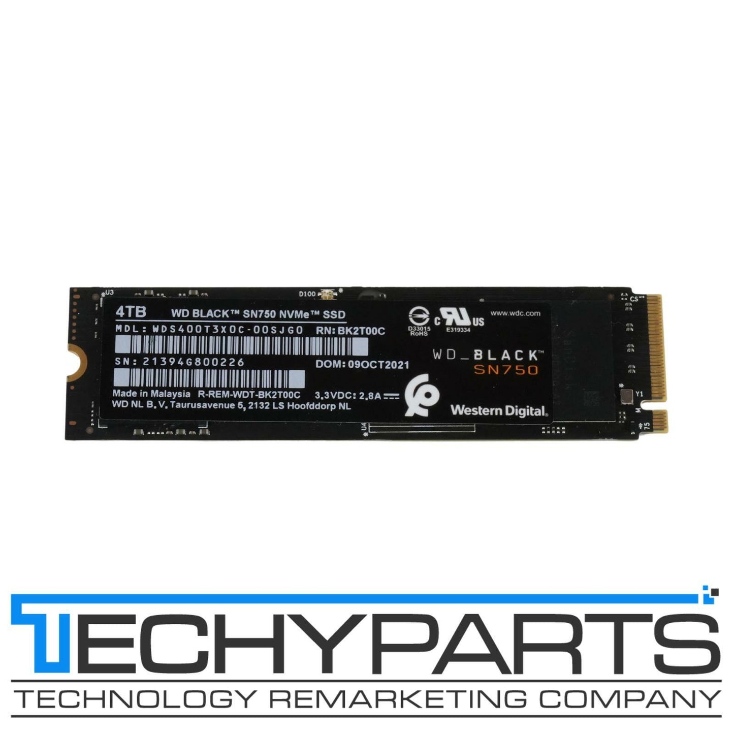 Western Digital WD_BLACK SN750 4TB NVMe PCIe Gen 3.0 x4 M.2 2280 SSD WDS400T3X0C