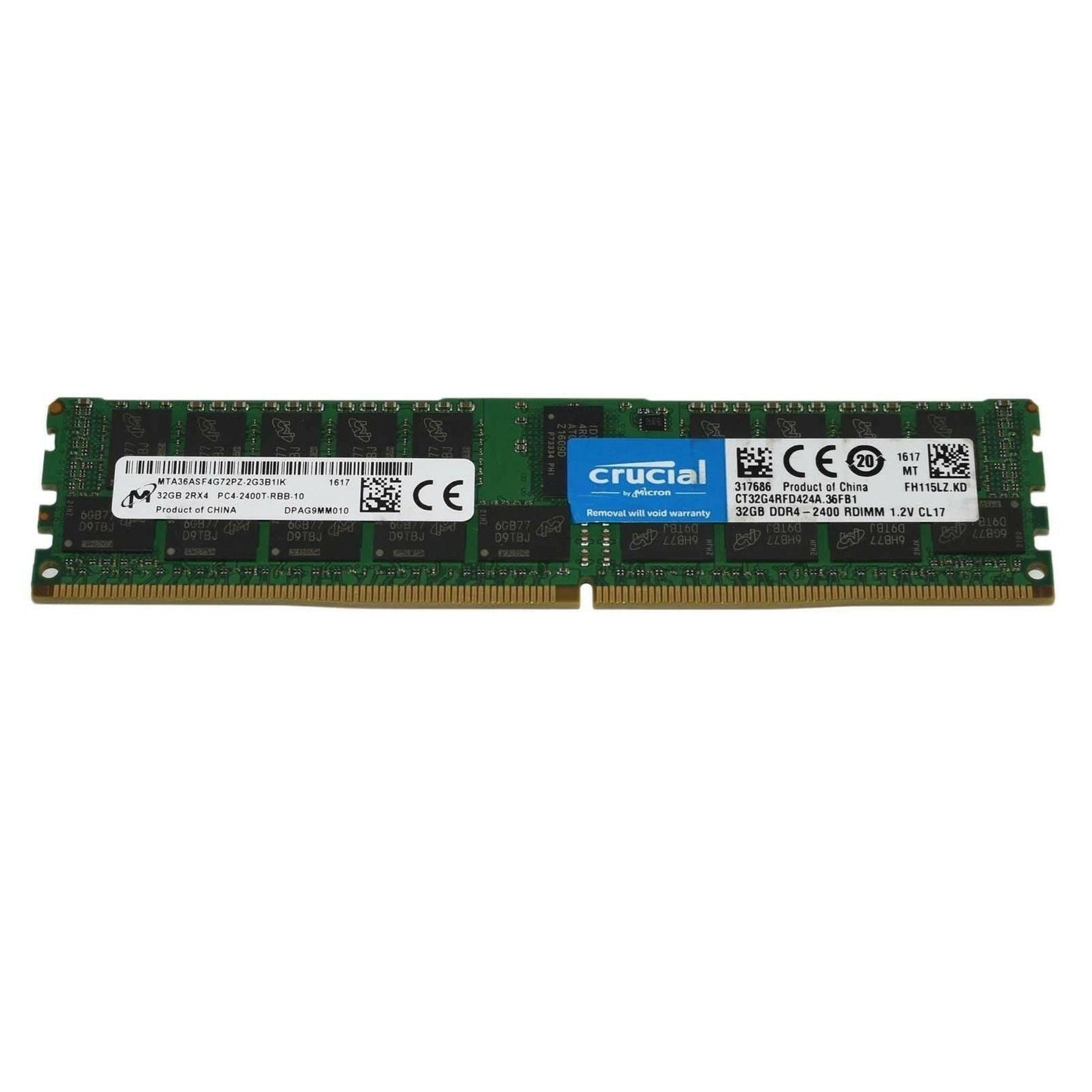 Crucial CT32G4RFD424A.36FB1 32GB 2Rx4 PC4-2400T ECC Reg RDIMM Server Memory