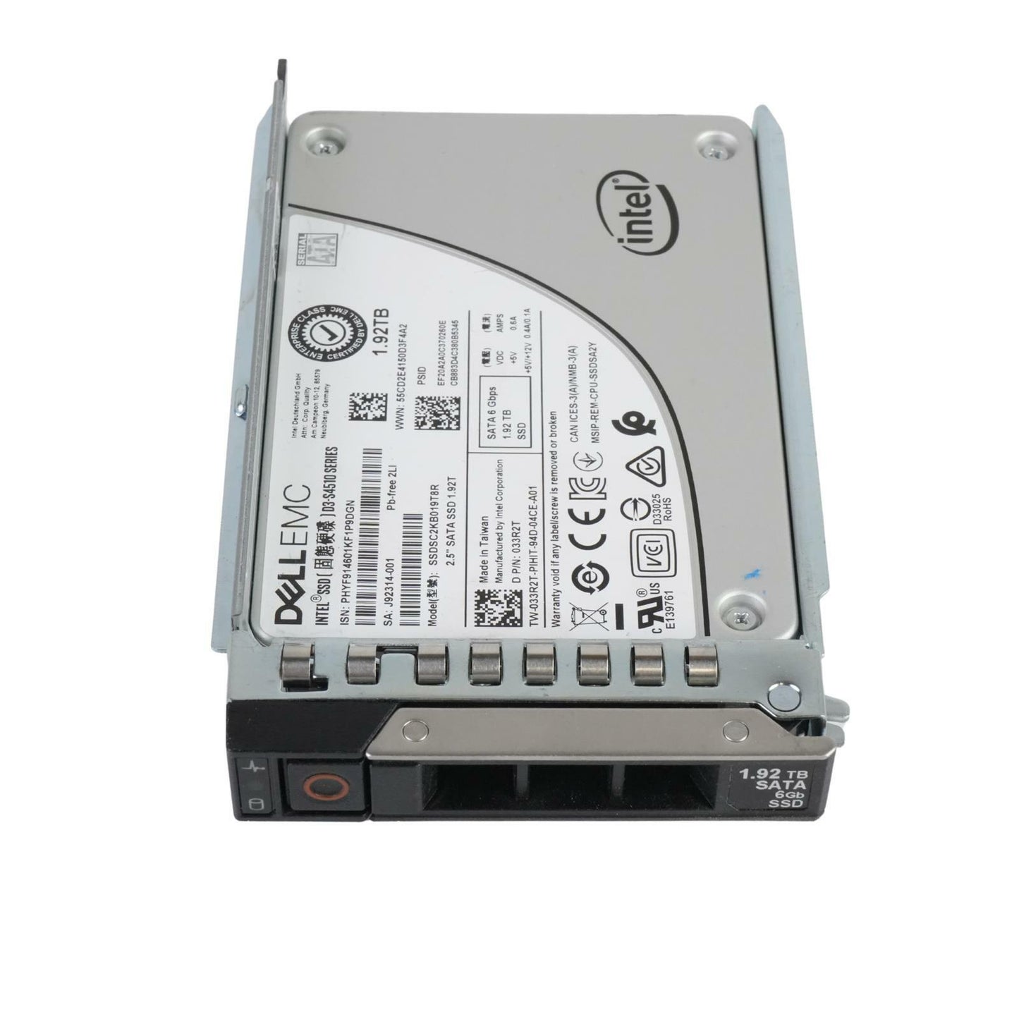 Dell 33R2T Intel 1.92TB D3-S4510 2.5" SATA 6G 3D2 TLC SSD 033R2T SSDSC2KB019T8R