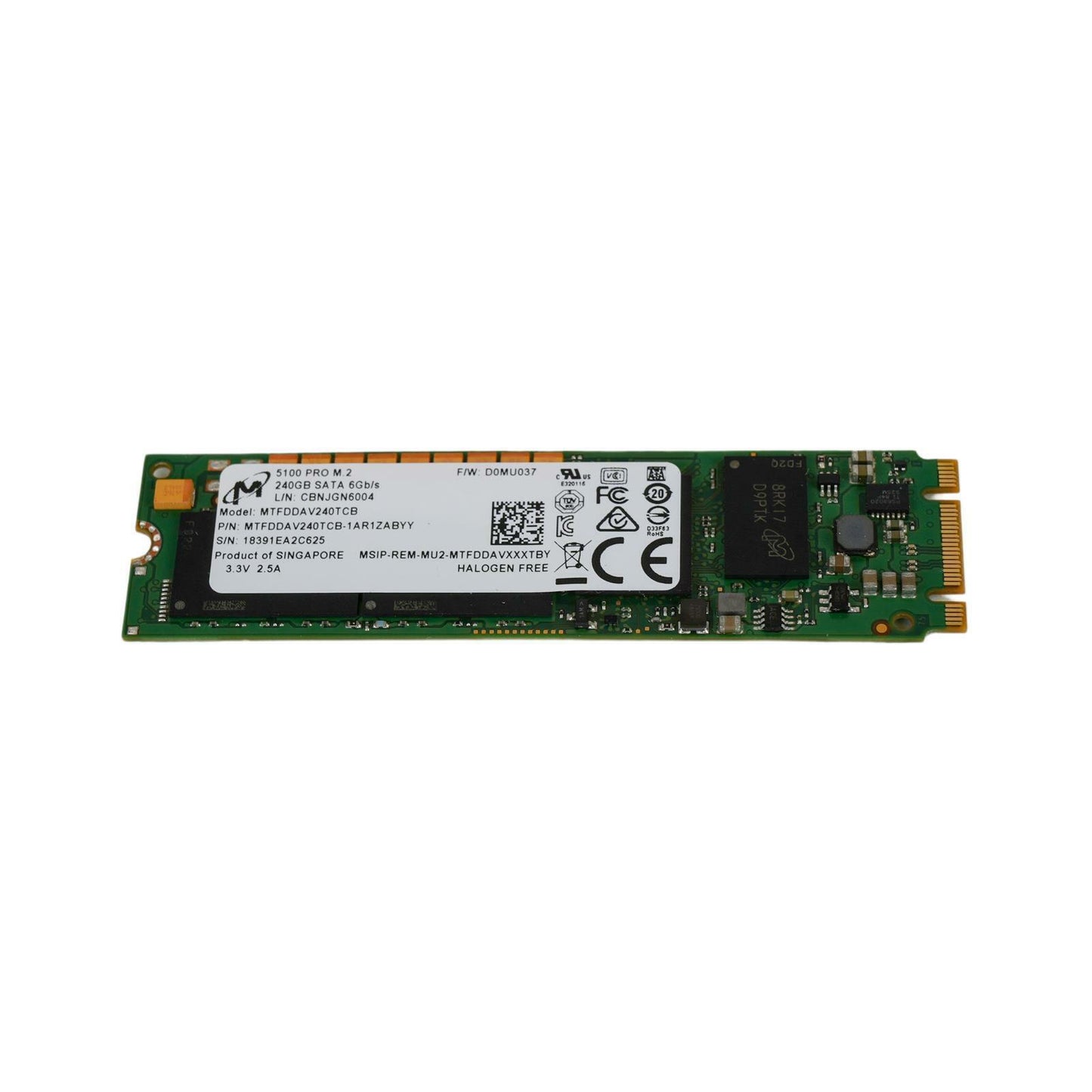 Micron 5100 PRO MTFDDAV240TCB 240GB M.2 2280 SATAIII TLC SSD Solid State Drive