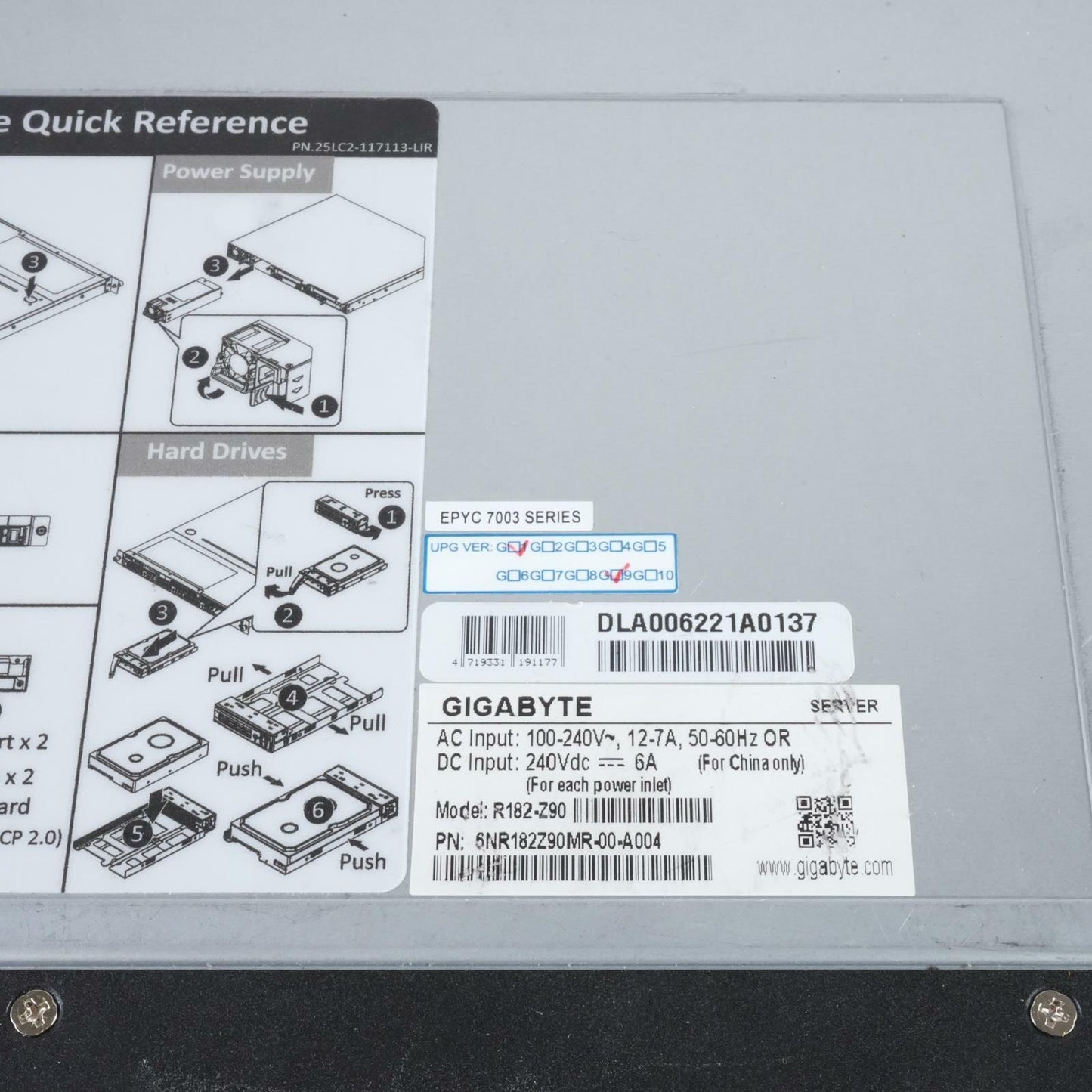Gigabyte R182-Z90 MZ92-FS0 2x AMD EPYC 7413 2.65GHz 24C 256GB SAS3108 1U Server