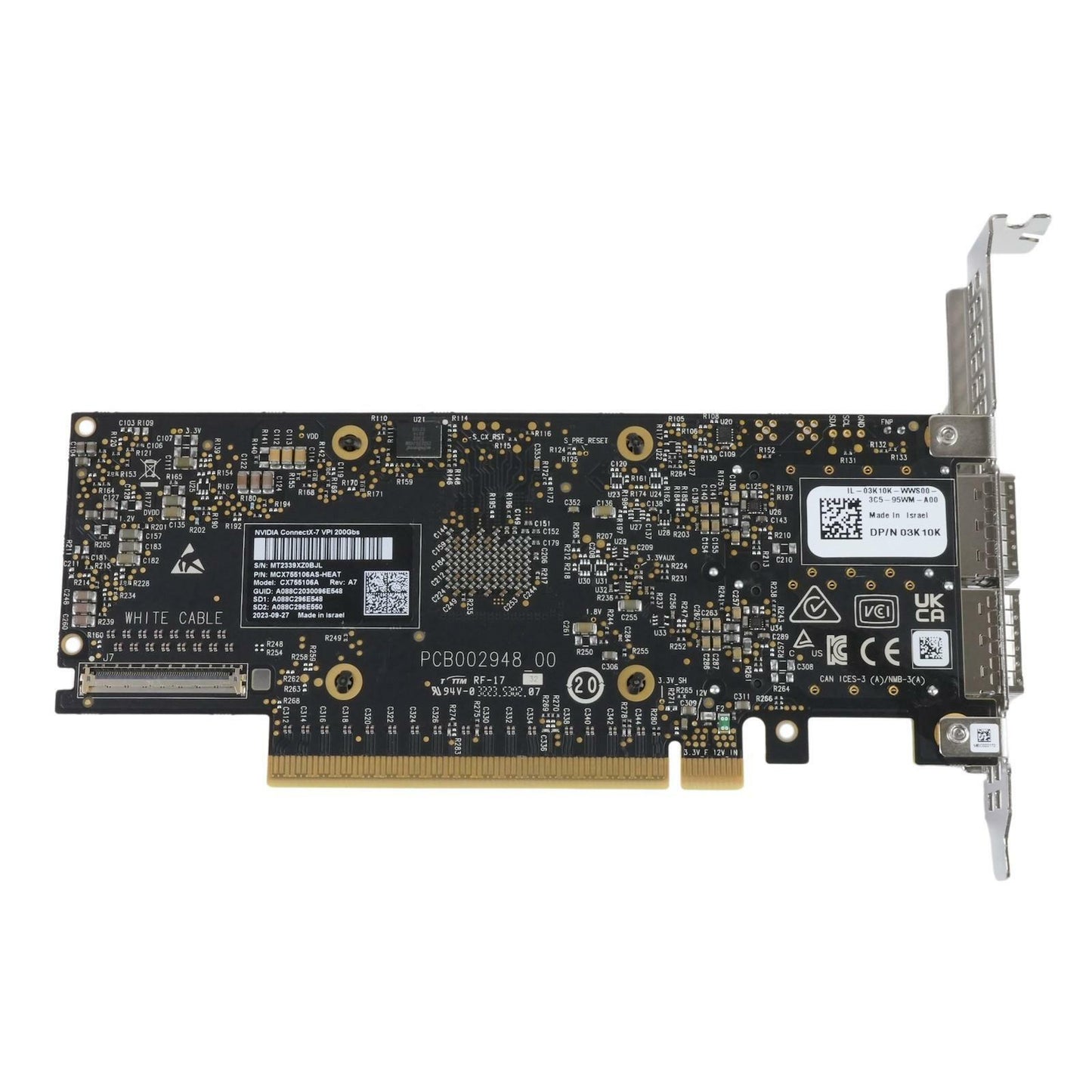 Dell 3K10K Nvidia ConnectX-7 VPI 2-Port 200Gb QSFP112 PCIe 5.0 x16 NIC CX755106A