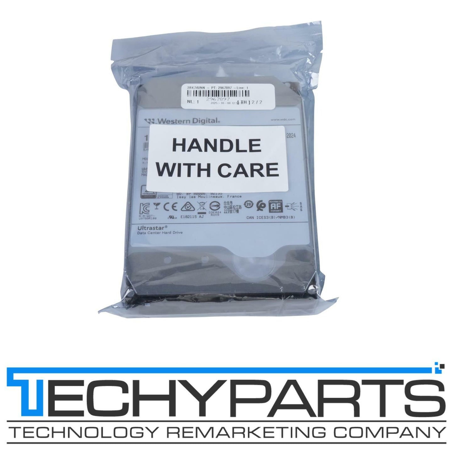 NOB WD Ultrastar DC HC550 16TB 7.2K 3.5" SAS 12G 512e 512MB HDD WUH721816AL5204