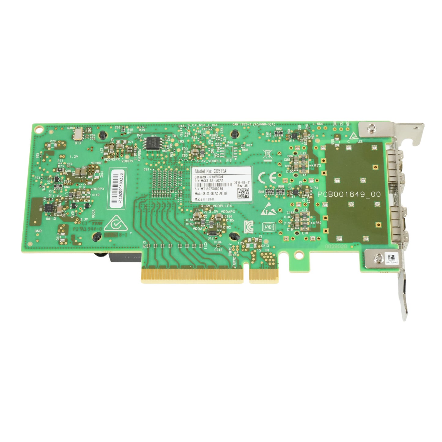 Mellanox MCX512A-ACAT ConnectX-5 EN 10/25GbE Dual-Port SFP28 PCIe3.0 x8 NIC SFF