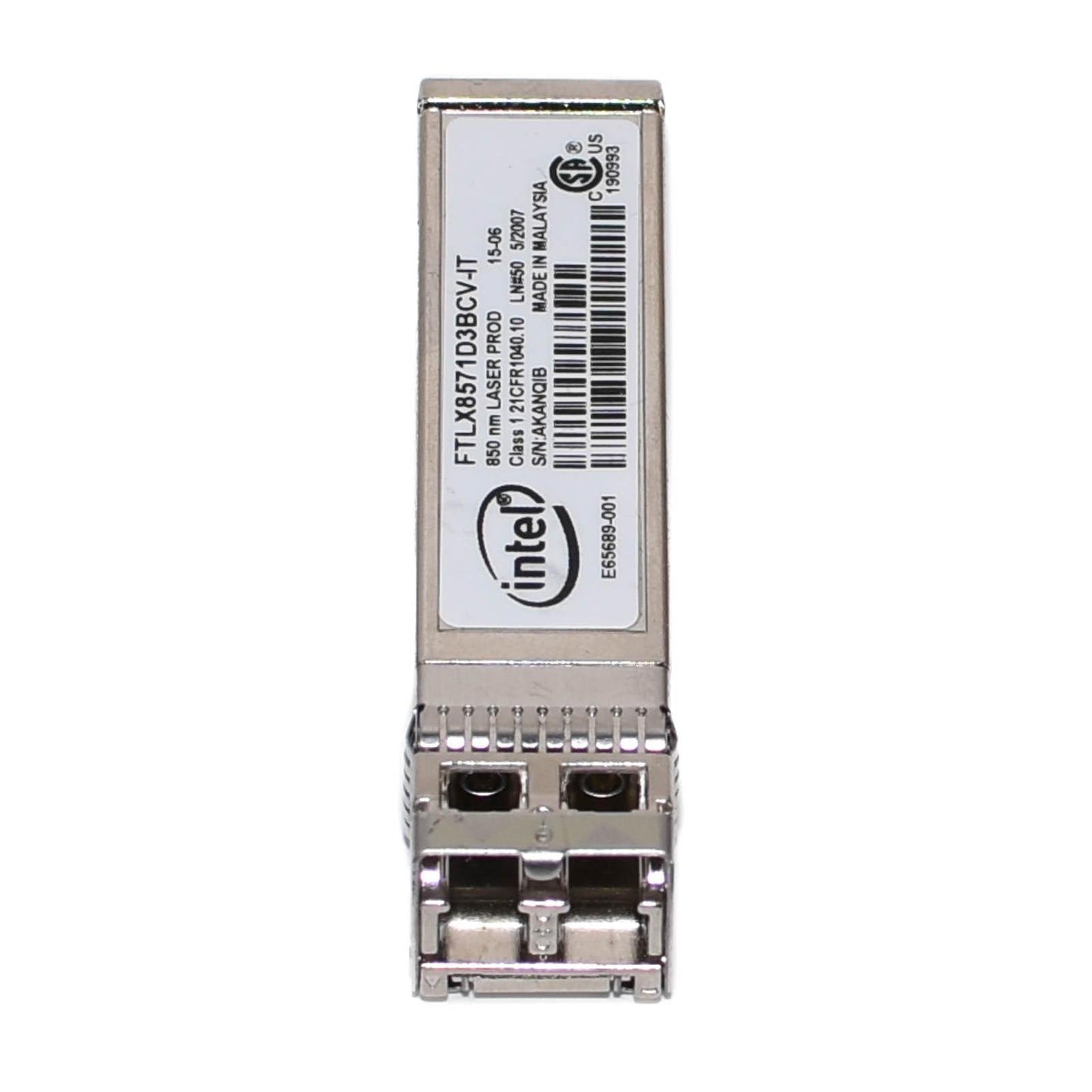 Intel E10GSFPSR FTLX8571D3BCV-IT E65689-001 10GbE SFP+ Transceiver for X520-DA2