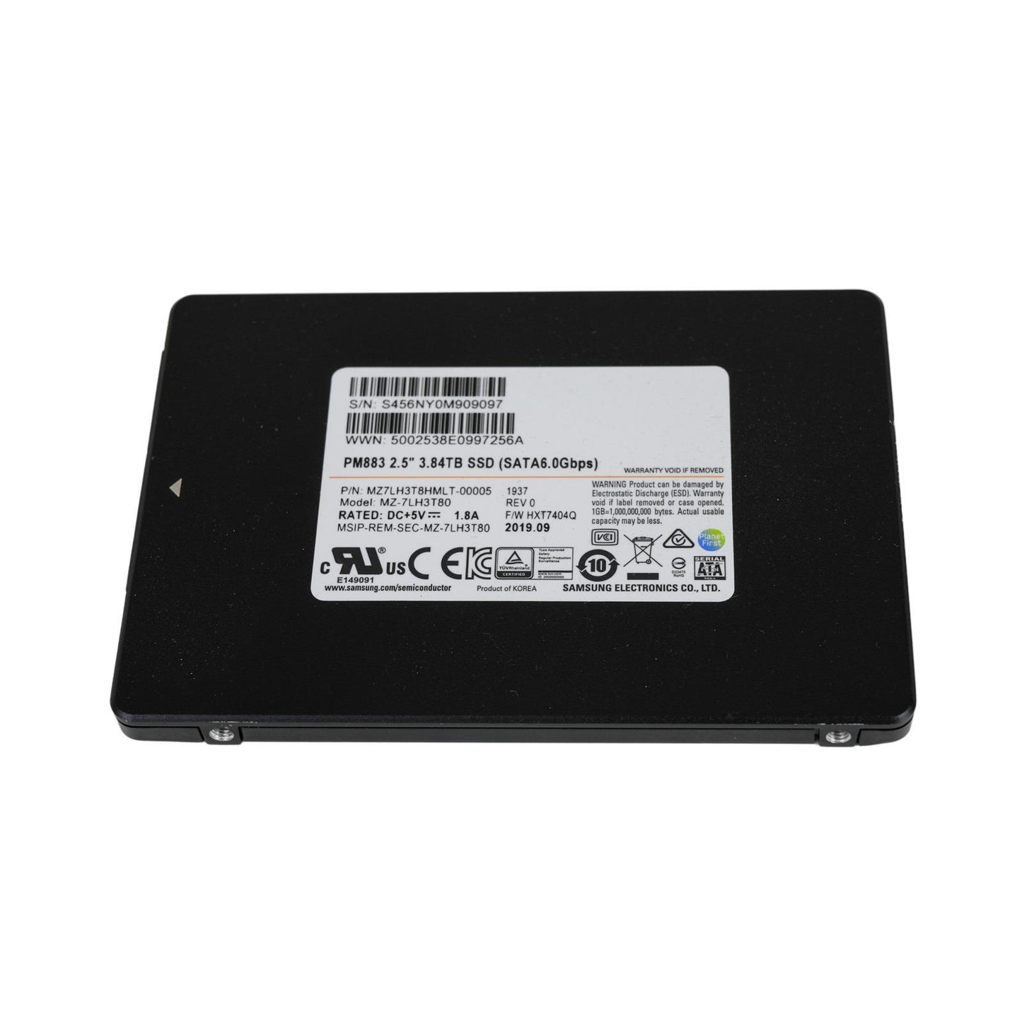 Samsung PM883 3.84TB SSD 2.5" 3D TLC SATA 6G SSD MZ-7LH3T80 MZ7LH3T8HMLT-00005