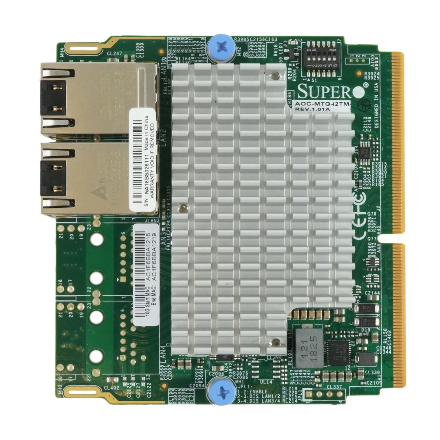 Supermicro AOC-MTG-i2TM Intel X550 10GbE 2-Port RJ45 SIOM NIC with BKT-0085L