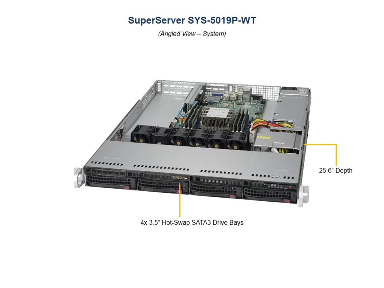 Supermicro SYS-5019P-WT 1x Xeon Gold 6254 3.1GHz 96GB RAM 1U Rackmount Server