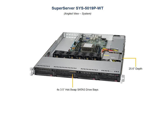 Supermicro SYS-5019P-WT 1x Xeon Gold 6254 3.1GHz 96GB RAM 1U Rackmount Server