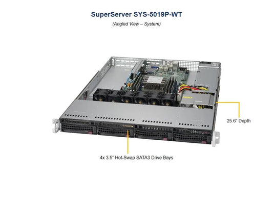 Supermicro SYS-5019P-WT 1x Xeon Gold 6154 3.0GHz 96GB RAM 1U Rackmount Server