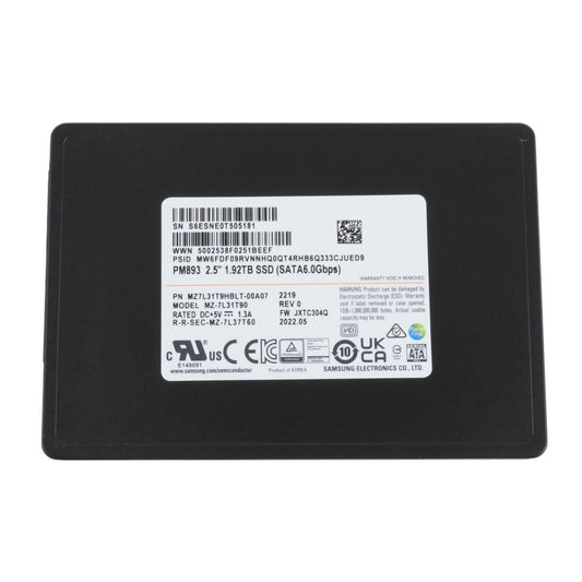 Samsung PM893 1.92TB SSD 2.5" 3D TLC SATA 6Gbps MZ7L31T9HBLT-00A07