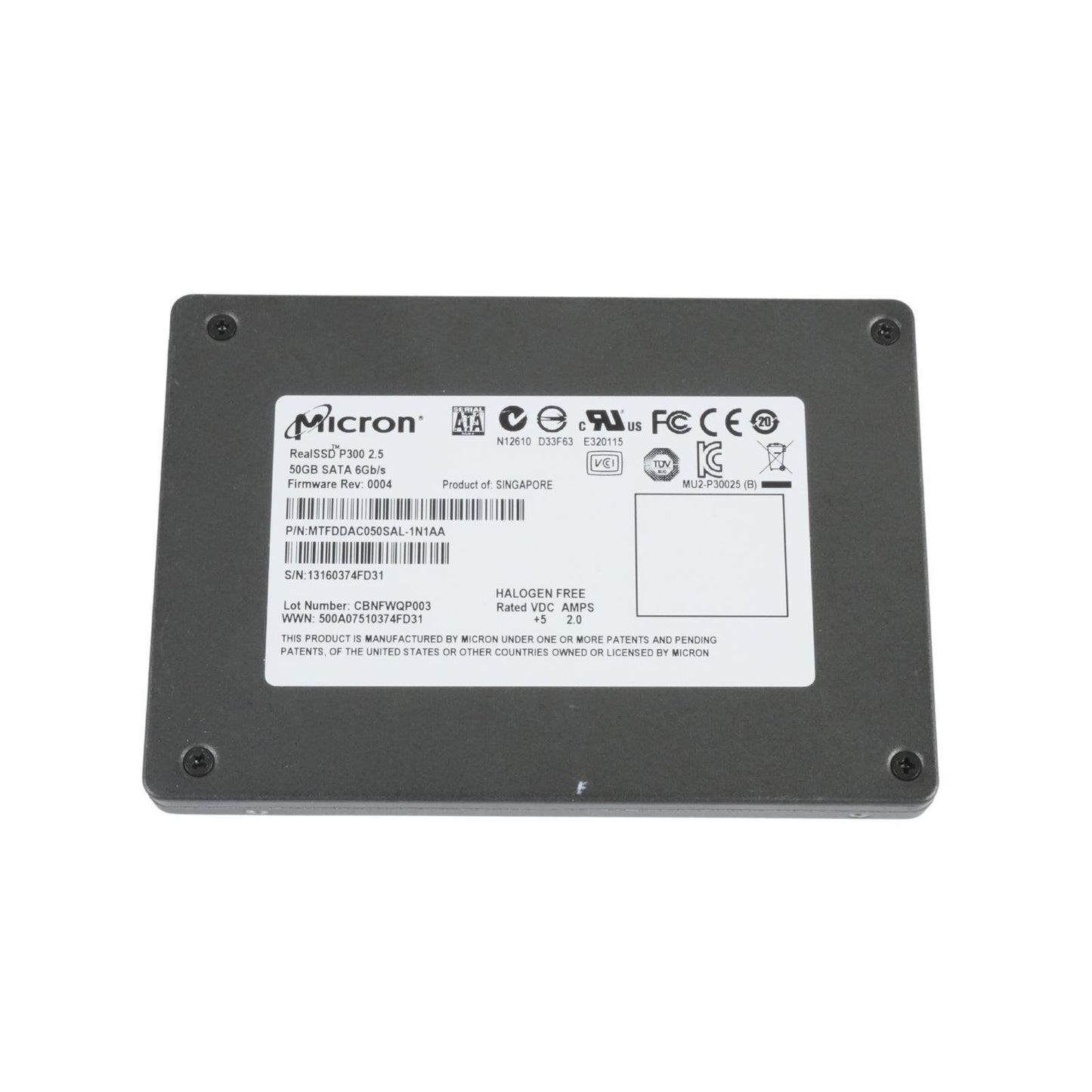 Micron RealSSD P300 50GB 2.5" SATA 6G SSD Solid State Drive MTFDDAC050SAL-1N1AA