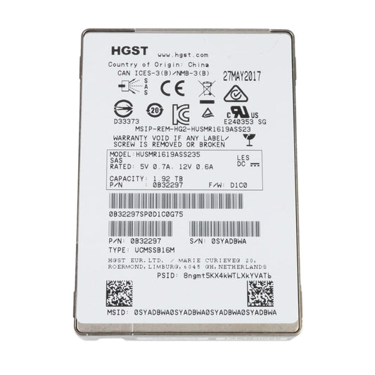 HGST Ultrastar SSD1600MR 1.92TB 2.5" SAS 12Gb/s SSD HUSMR1619ASS235 0B32297