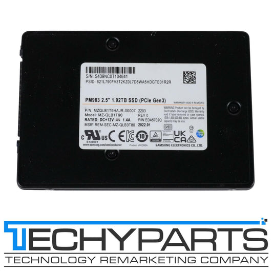 Samsung PM983 1.92TB NVMe U.2 PCIe Gen 3 x4 SSD MZ-QLB1T90 MZQLB1T9HAJR-00007