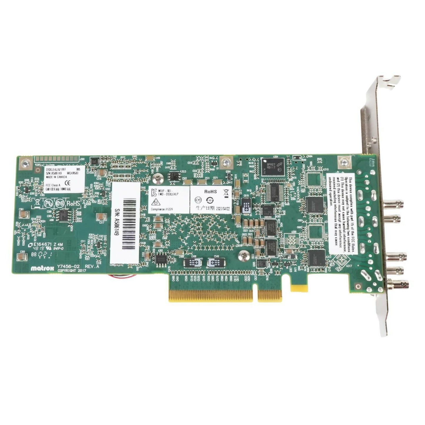 Matrox DSXLE4L/4/100F DSX LE4 PCIe 4-Ch SDI I/O Frame Sync Capture Card Y7456-02