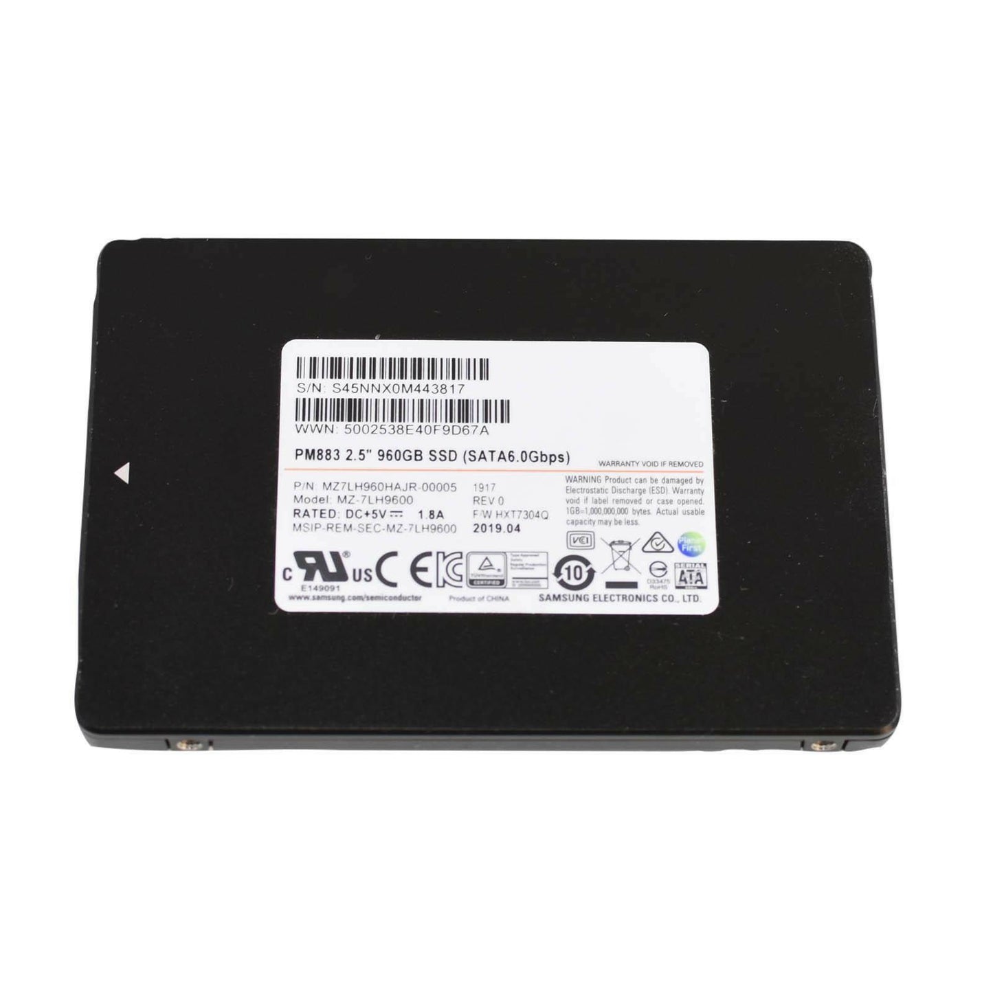 Samsung PM883 960GB SATA III 2.5" SSD Solid State Drive MZ7LH960HAJR-00005 95%