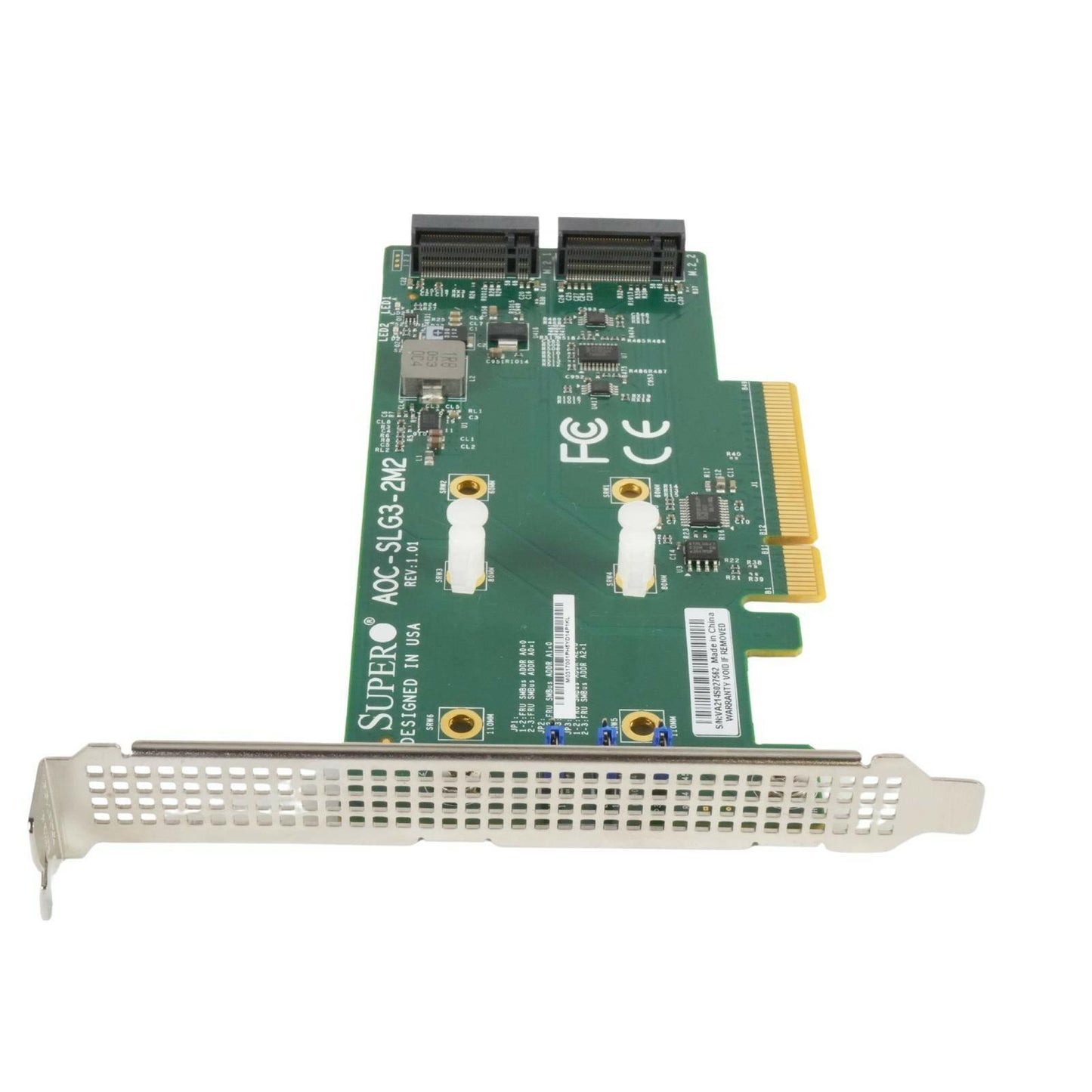 Supermicro AOC-SLG3-2M2 Dual-Slot Gen-3 NVMe M.2 PCIe Add-on Card Full Height
