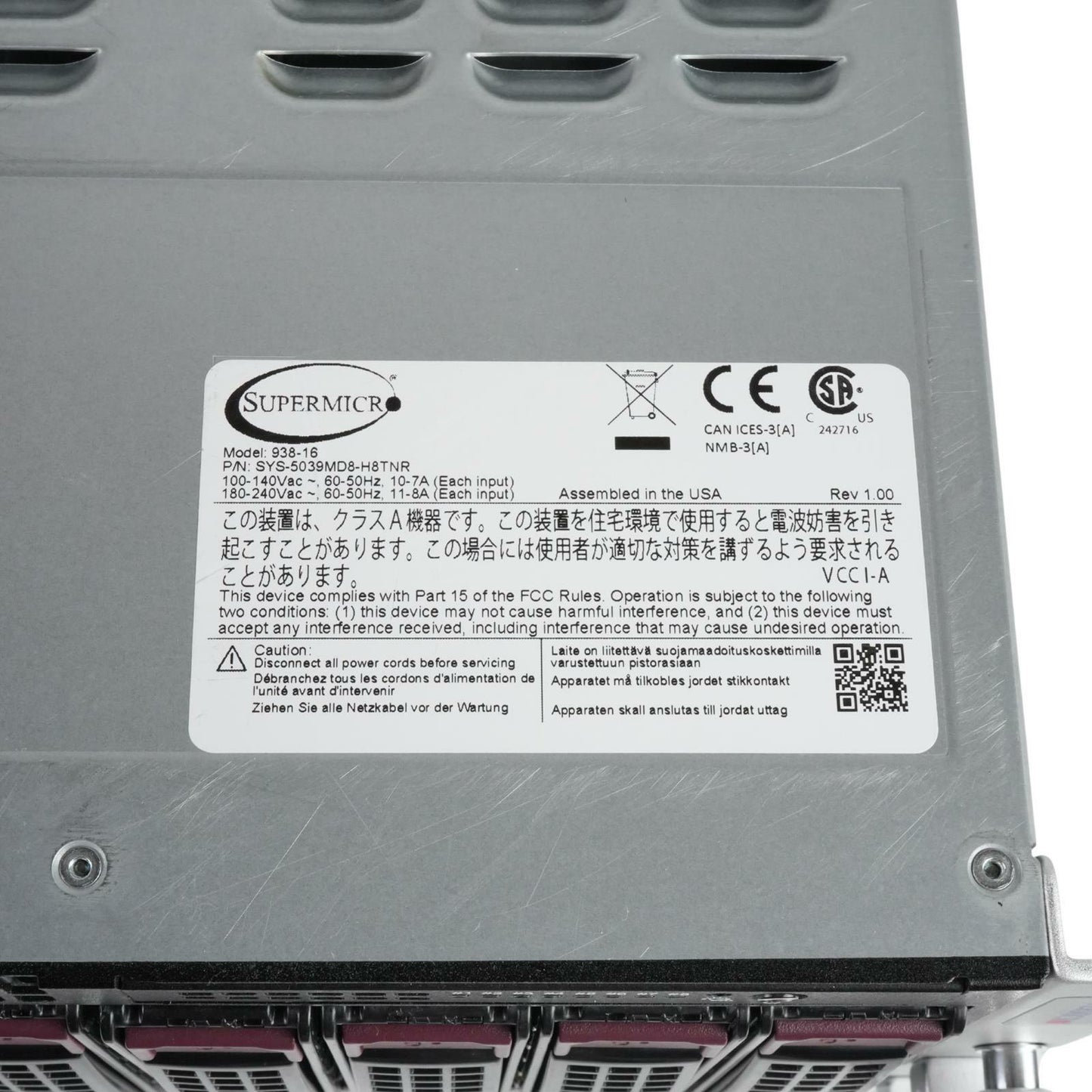 Supermicro MicroCloud 5039MD8-H8TNR 8-Node Xeon D-2141I 2.2GHz 0GB 3U Server CTO