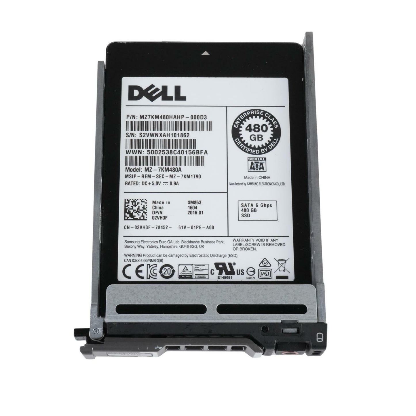 Dell 2VH3F Samsung SM863 480GB SSD 2.5" MLC SATA 6G Solid State Drive MZ-7KM480A