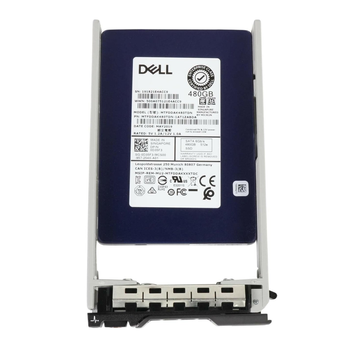 Dell D35F3 Micron 5200 MAX 480GB 2.5" SFF SATA 6G 3D TLC SSD MTFDDAK480TDN 100%