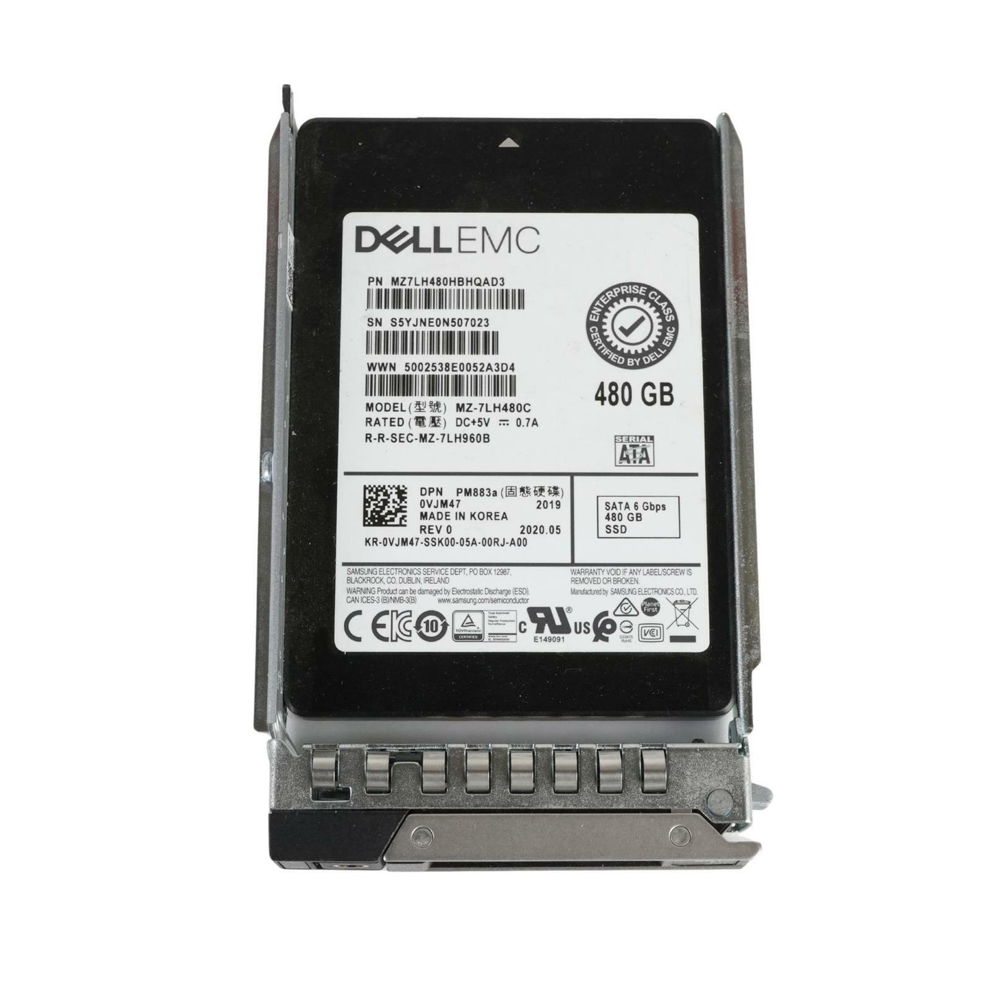 Dell VJM47 Samsung PM883a 480GB SSD 2.5" TLC SATA 6G MZ-7LH480C MZ7LH480HBHQAD3