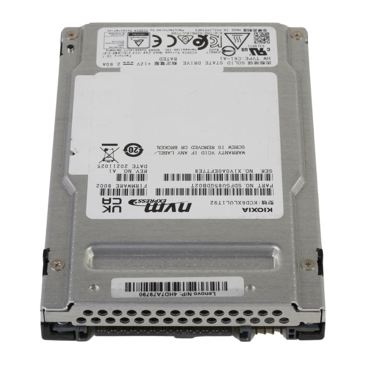 Kioxia CD6-R 1.92TB 2.5" SFF NVMe U.3 PCIe Gen 4 x4 3D TLC SIE SSD KCD6XLUL1T92