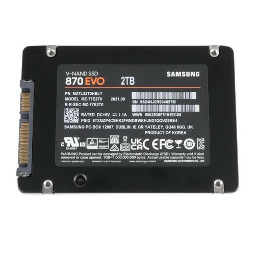 Samsung 870 EVO 2TB SSD 2.5" SATA III 6G 3D V-NAND Solid State Drive MZ-77E2T0