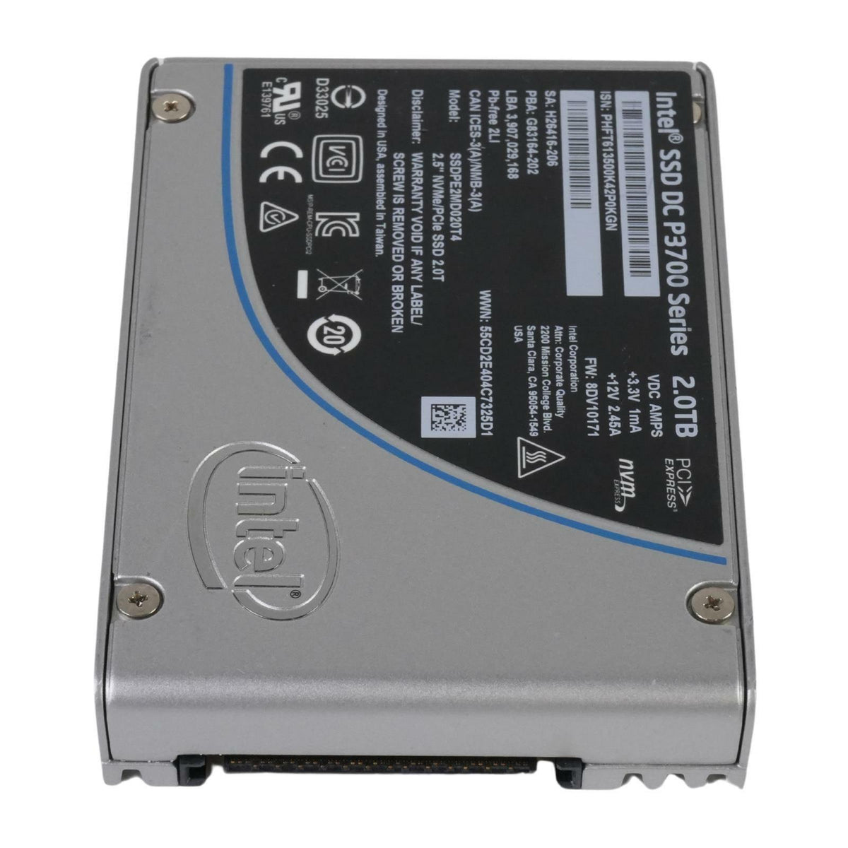 Intel DC P3700 SSD 2TB NVMe U.2 PCIe 3.0 x4 MLC Solid State Drive SSDPE2MD020T4