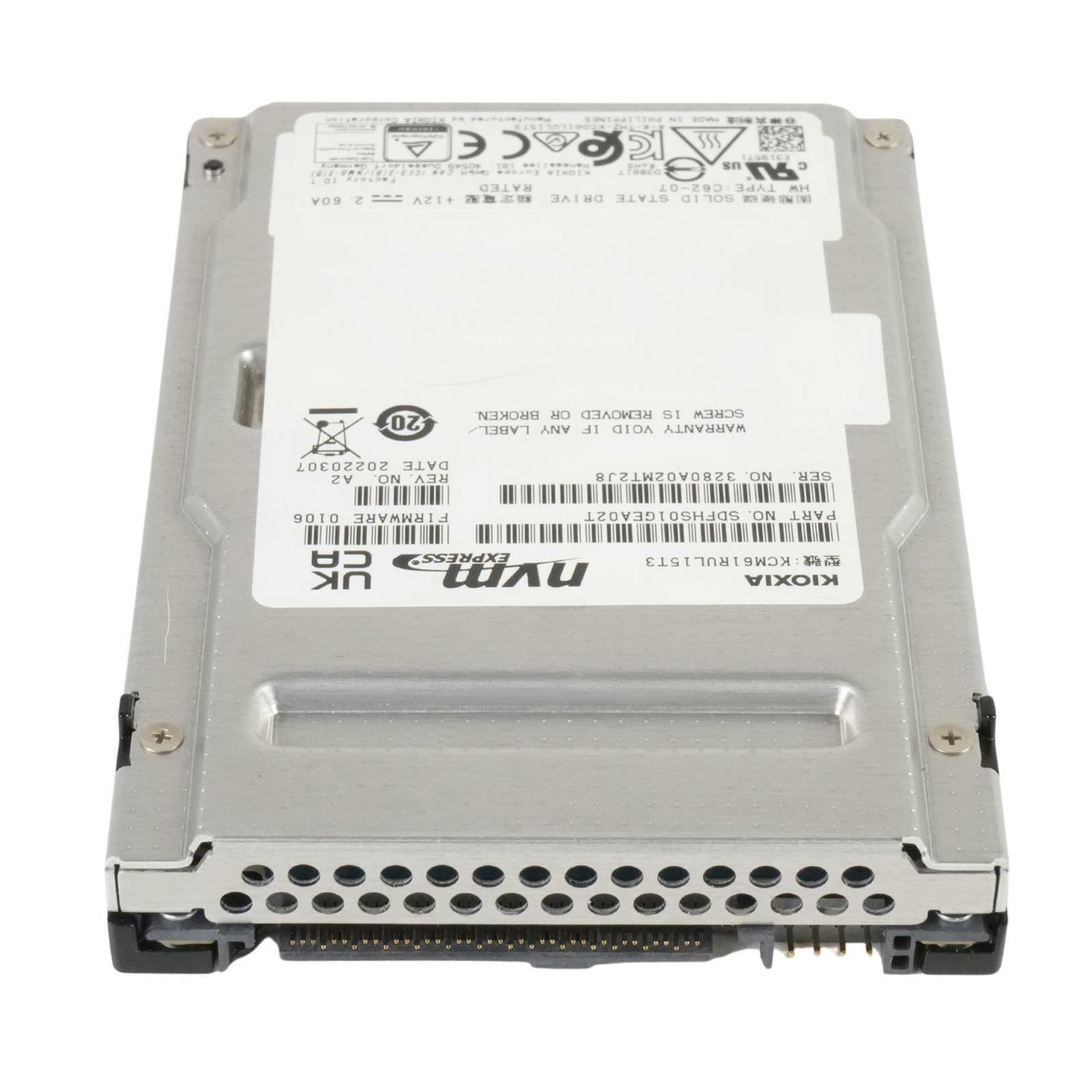 Kioxia CM6 15.36TB 2.5" SFF NVMe U.3 PCIe Gen 4 x4 3D TLC SSD KCM61RUL15T3 100%
