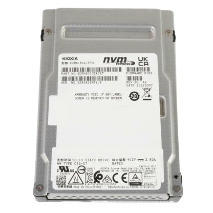 Kioxia CM6 15.36TB 2.5" SFF NVMe U.3 PCIe Gen 4 x4 3D TLC SSD KCM61RUL15T3 100%