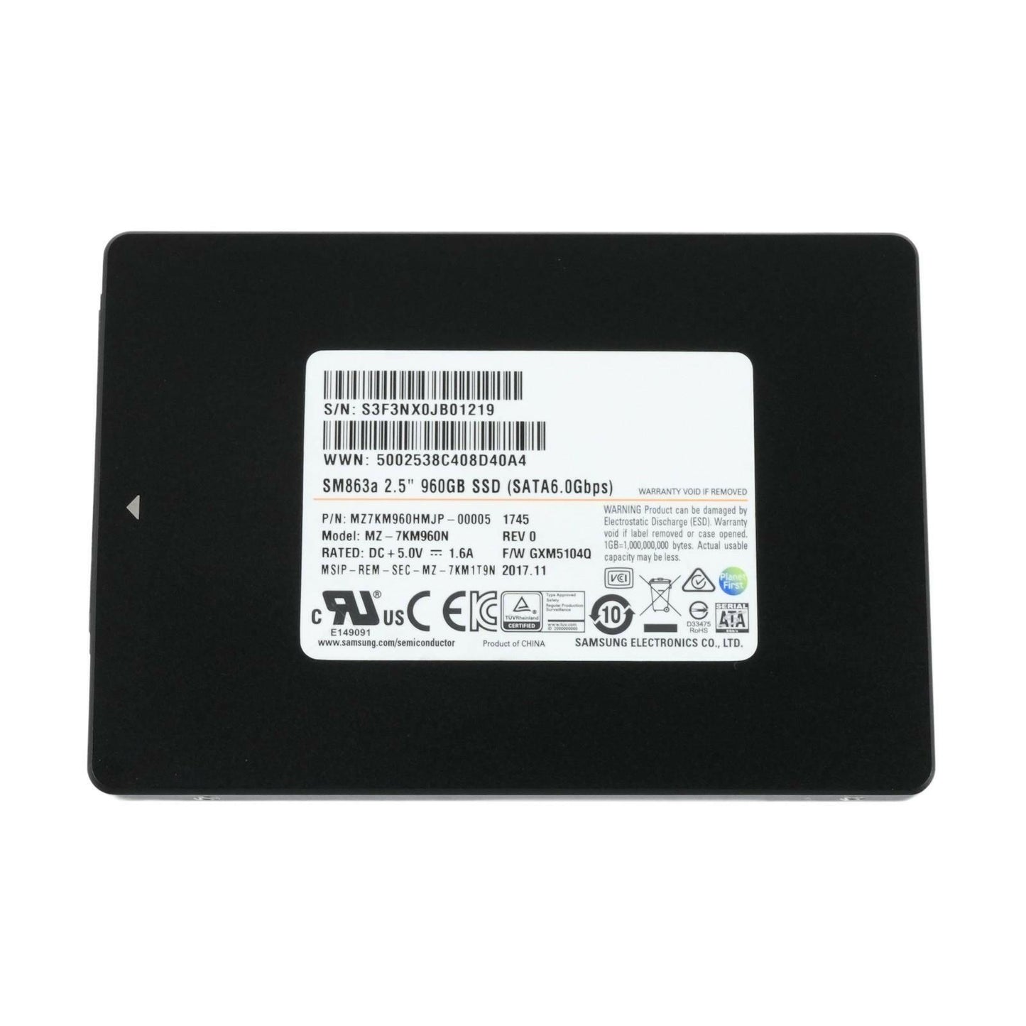 Samsung SM863a 960GB SATA III 2.5" SSD MZ7KM960HMJP-00005 MZ-7KM960N 95%