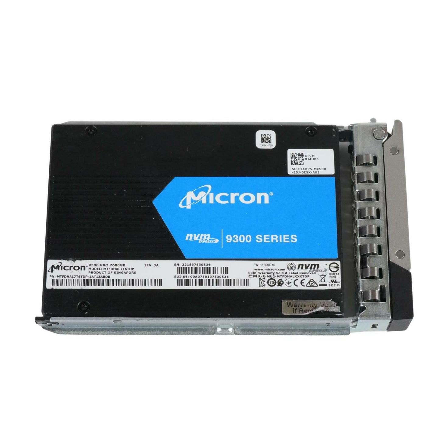 Dell J4HP5 Micron 9300 Pro 7.68TB NVMe PCIe Gen3 x4 U.2 3D TLC SSD MTFDHAL7T6TDP