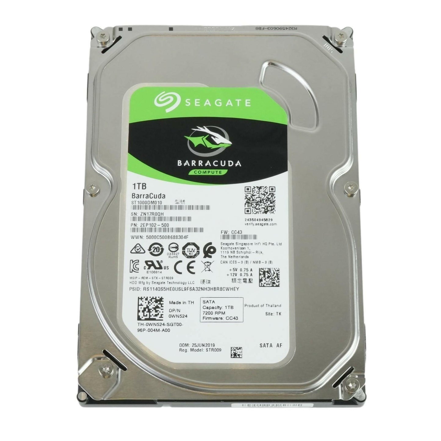 Dell WN524 Seagate Barracuda ST1000DM010 1TB 7.2K 3.5" SATA III 64MB Cache HDD