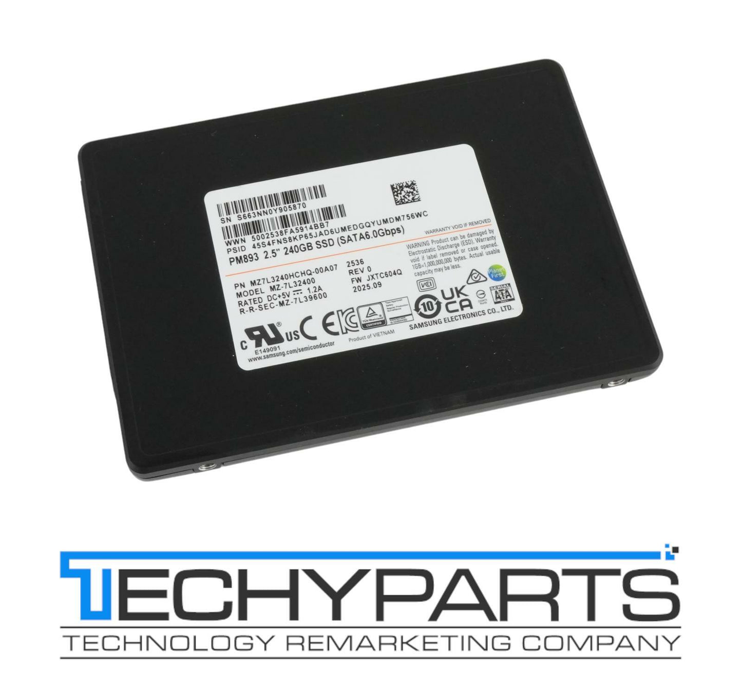 Samsung PM893 240GB SSD 2.5" 3D TLC SATA III 6G MZ-7L32400 MZ7L3240HCHQ-00A07