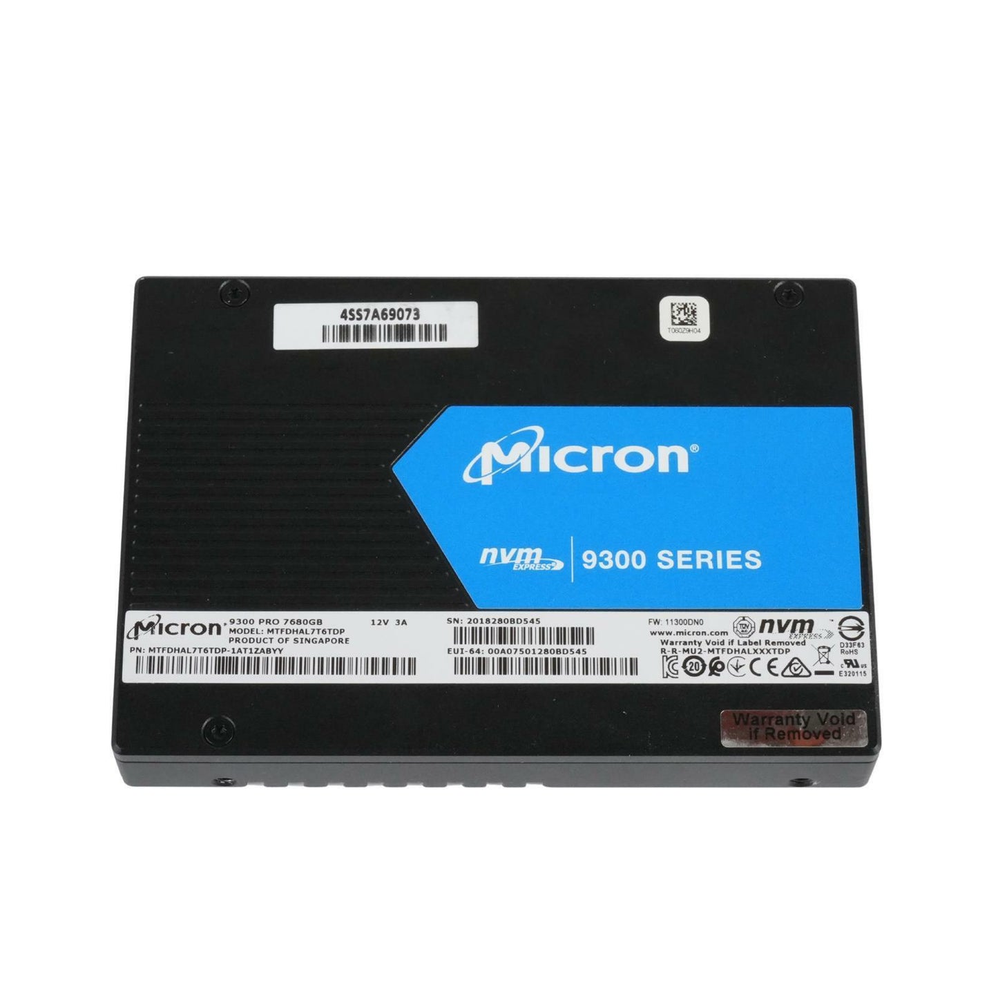 Micron 9300 Pro 7.68TB NVMe PCIe Gen3 x4 U.2 TLC SSD MTFDHAL7T6TDP-1AT1ZABYY 80%