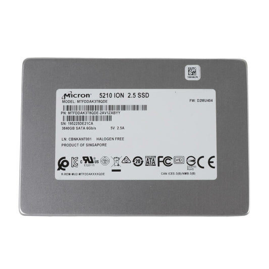 Micron 5210 ION 3.84TB 2.5" SATA3 SSD Solid State Drive MTFDDAK3T8QDE-2AV1ZABYY