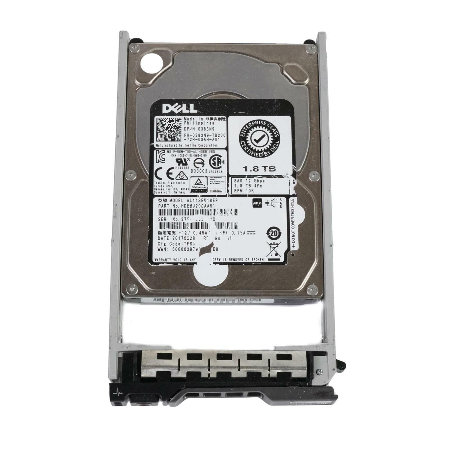 Dell 383N9 1.8TB 10K 2.5" SAS 12Gbps 4Kn HDD AL14SEB18EP HDEBJ20DAA51 Grade B