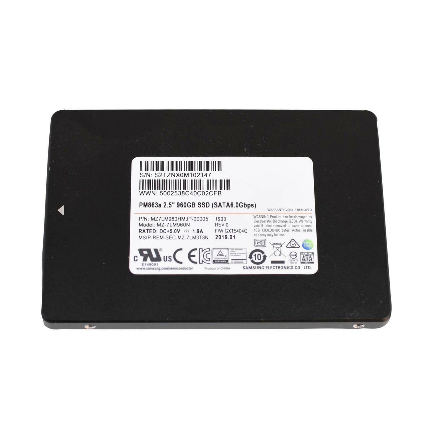 Samsung PM863a 960GB 2.5" SATA 6G SSD Drive MZ-7LM960N MZ7LM960HMJP-00005 87-96%