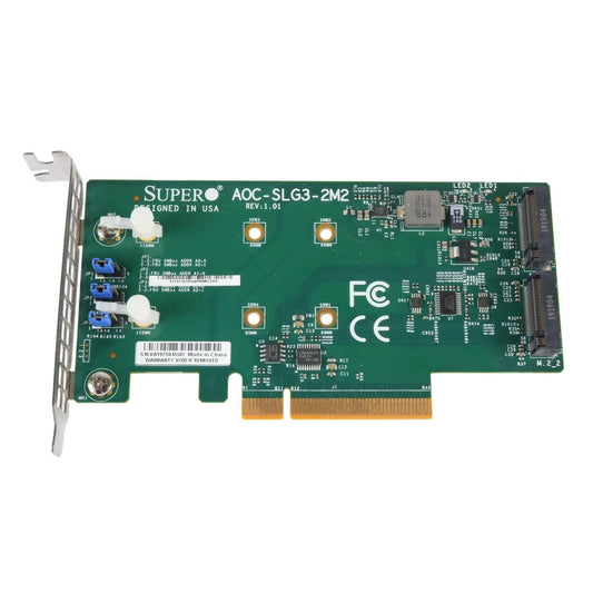 Supermicro AOC-SLG3-2M2 Dual-Slot Gen-3 NVMe M.2 PCIe Add-on Card Low Profile