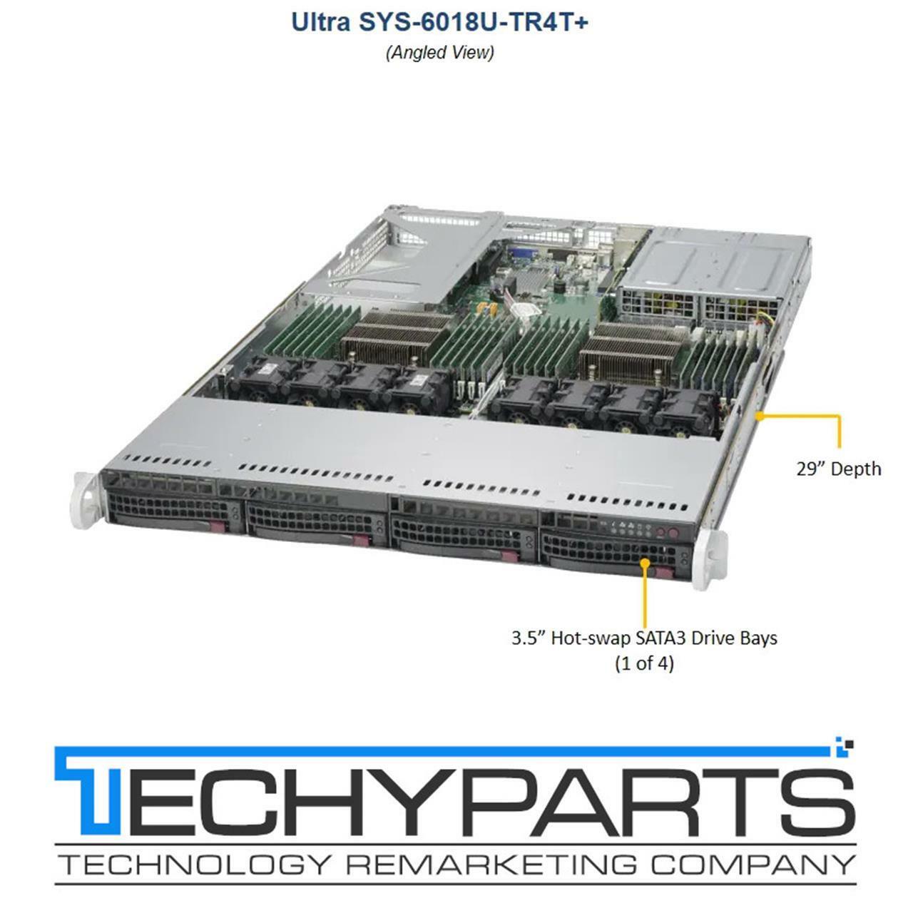 Supermicro 6018U-TR4T+ X10DRU-i+ 2x E5-2630v4 2.4GHz 16GB RAM 1U Server w/ Rails