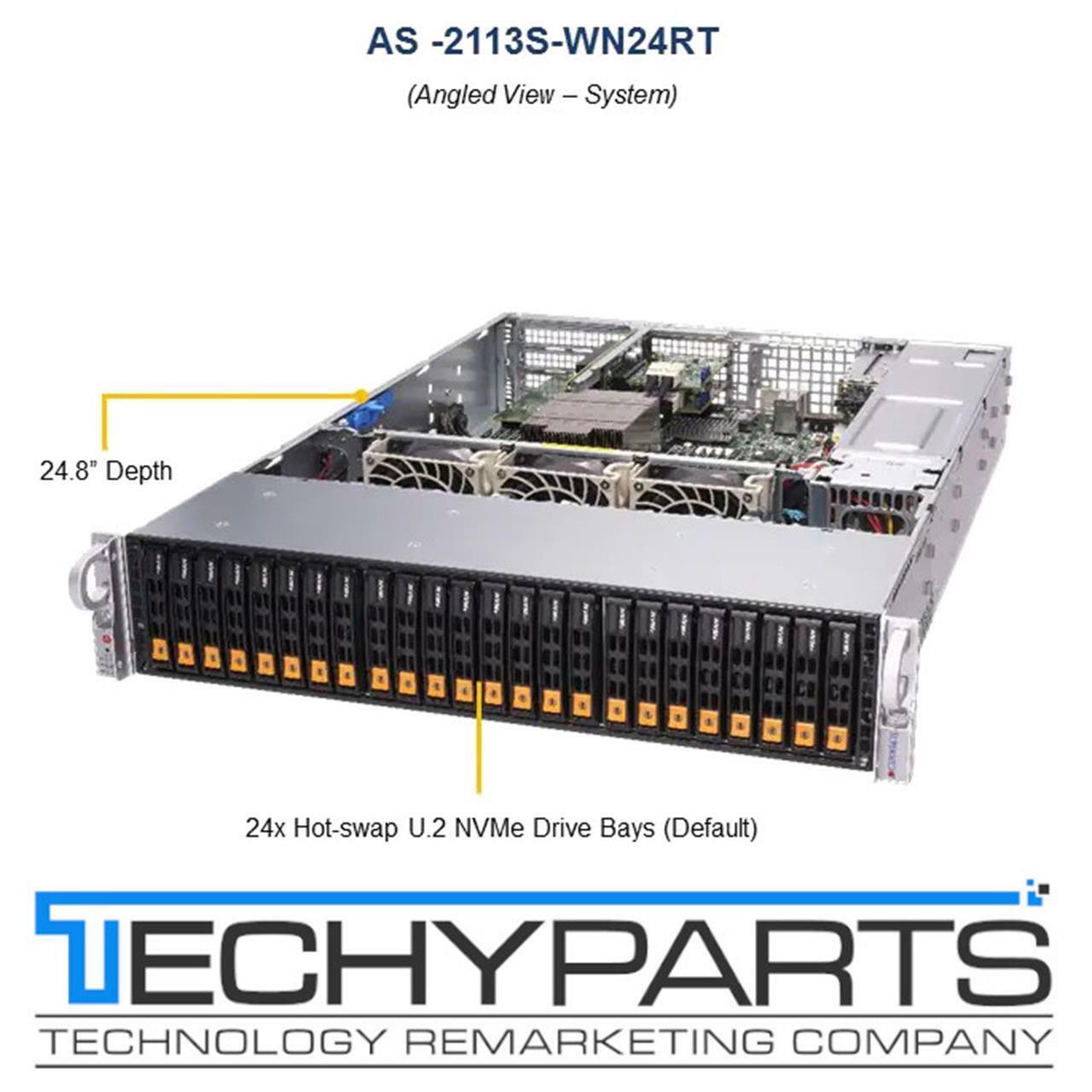 Supermicro AS-2113S-WN24RT H11SSW-NT AMD Epyc 7351 128GB 24x 2.5" NVMe 2U Server