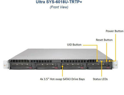 Supermicro 6018U-TRTP+ X10DRU-i+ 2x Xeon E5-2630v3 2.4GHZ 128GB 1U Server