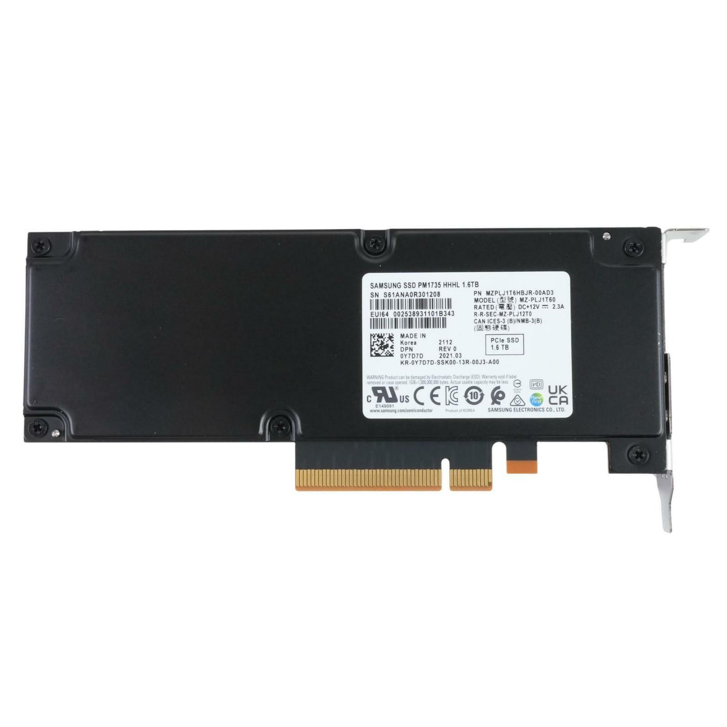 Dell Y7D7D 1.6TB NVMe PCIe 4.0 x8 AIC SSD Samsung PM1735 HHHL 80%