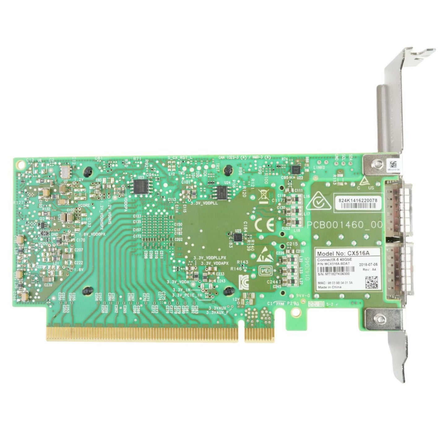 MELLANOX MCX516A-BDAT CX516A 40GBE QSFP 2-Port PCI-Express 4.0 x16 NIC