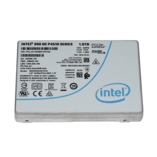 Intel DC P4510 SSD 1TB NVMe U.2 PCIe 3D TLC Solid State Drive SSDPE2KX010T8