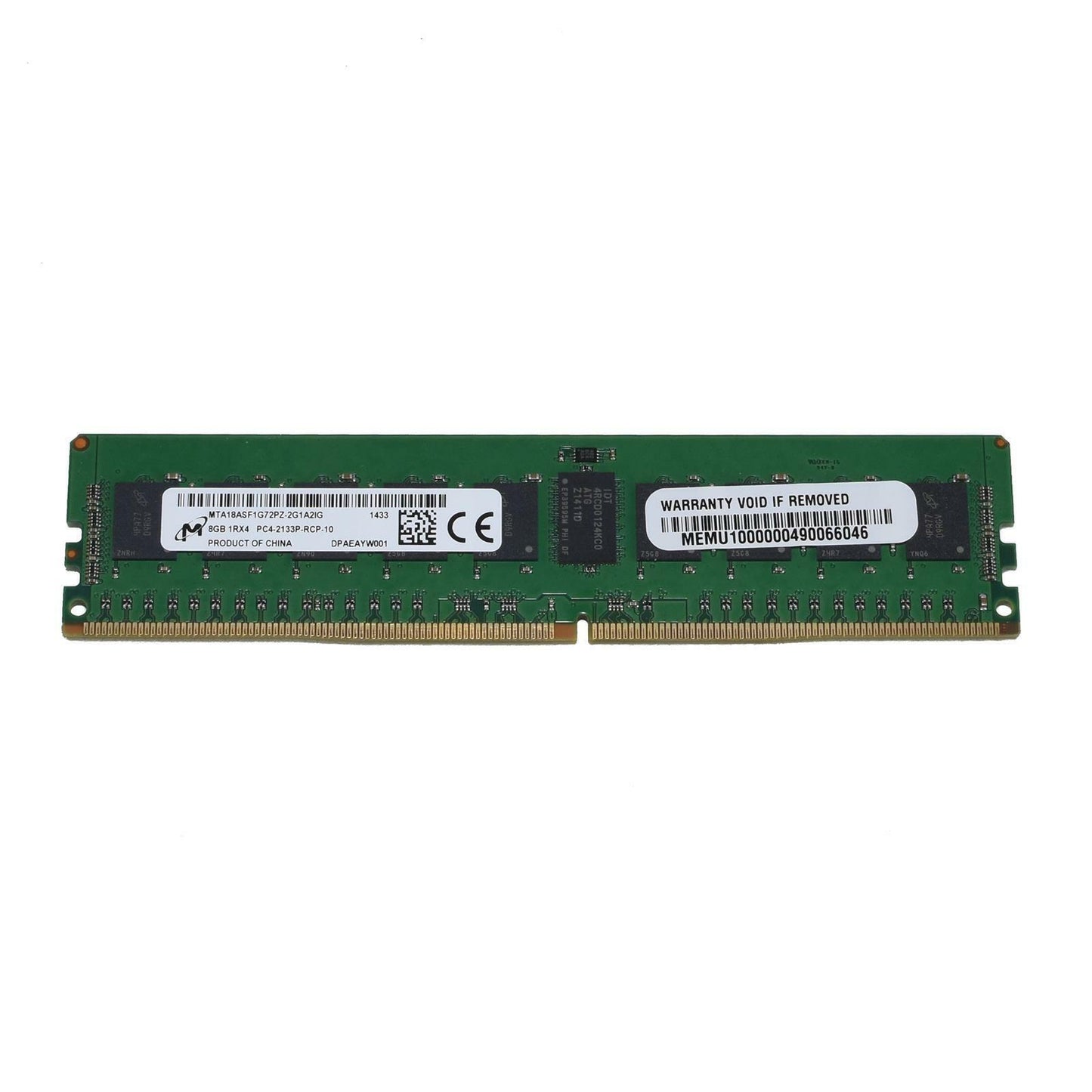 Micron 8GB 1Rx4 PC4-2133P DDR4-2133 ECC Reg 1.2V  RDIMM MTA18ASF1G72PZ-2G1A2